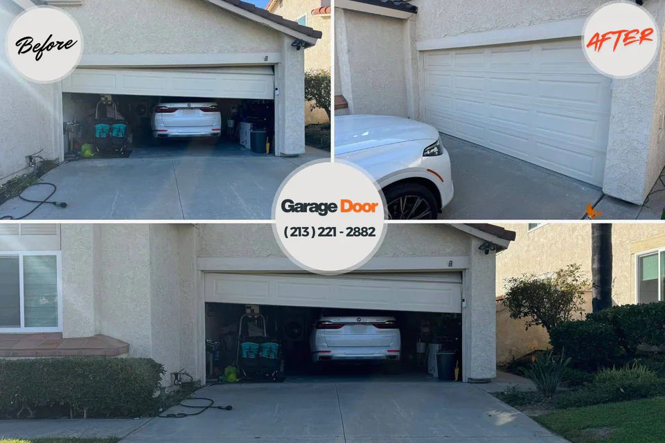 Before and after: garage door repair Atkins, AR